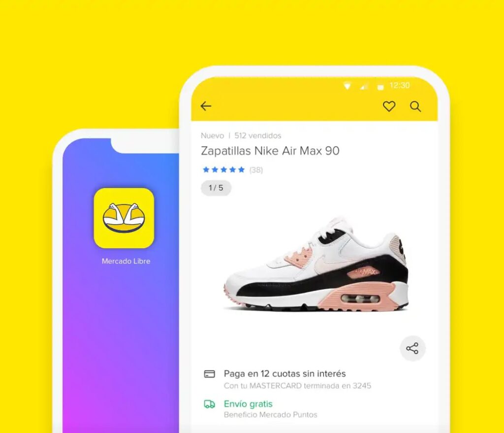 tela de celular com o aplicativo do mercado livre aberto e no anúncio de um tênis - ser afiliado