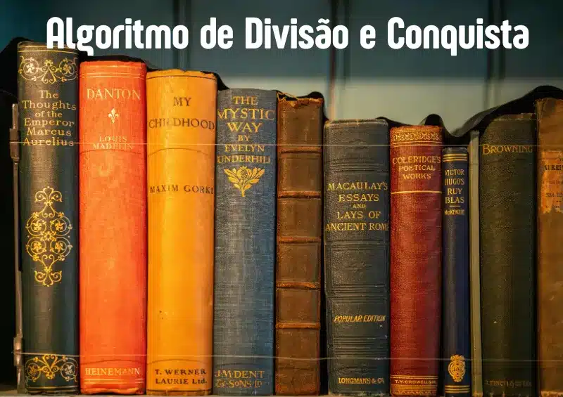 livros na estante exemplificando os algoritmos de divisão e conquista