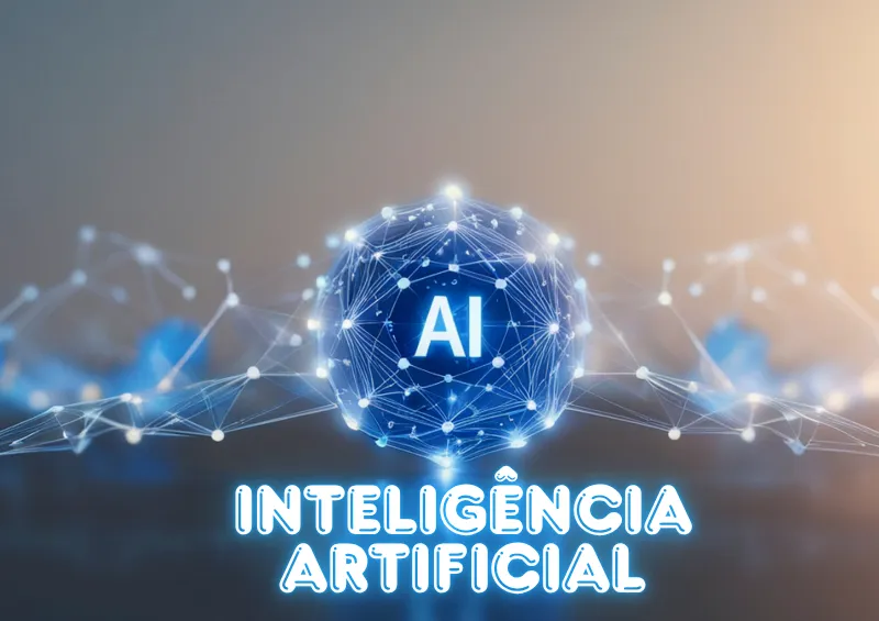 uma bola tecnológica escrita AI e embaixo escrito inteligência artificial