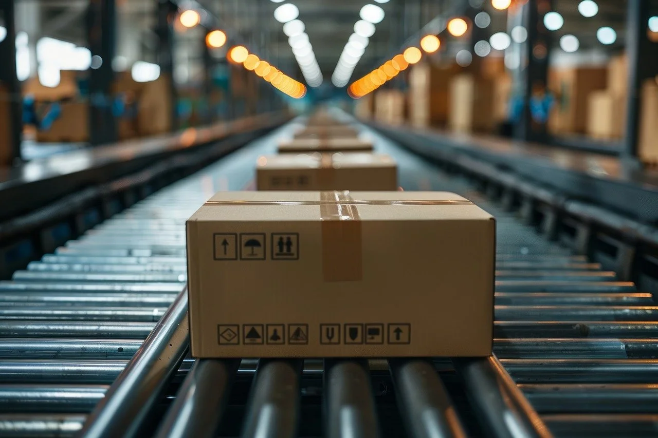 Afiliado AliExpress: Guia Definitivo em Poucos Passos! 2 caixa de papelão passando por um esteira