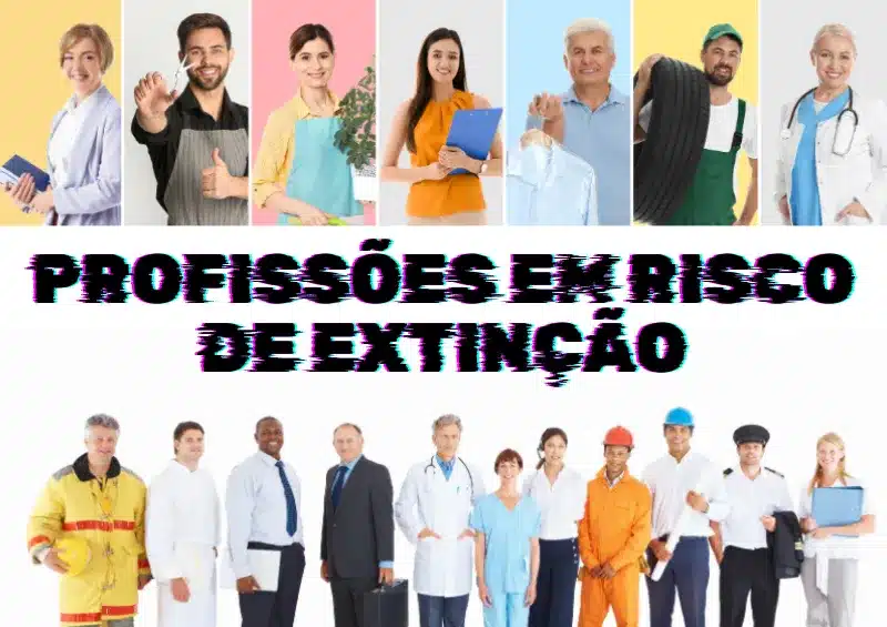 trabalhadores de diversas profissões para ilustras as possíveis profissões em risco de extinção
