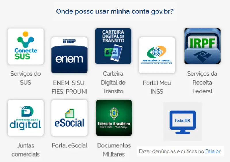onde usar a conta no gov.br