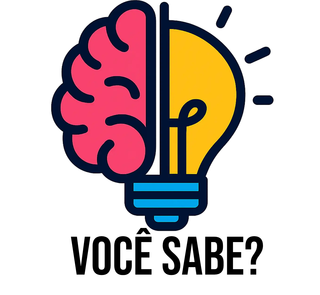 Logotipo do site Você Sabe que é composto por uma lâmpada com base azul clara, metade cérebro e metade lâmpada normal com cor amarela site focado no combate a desinformação, educaçação financeira e educação