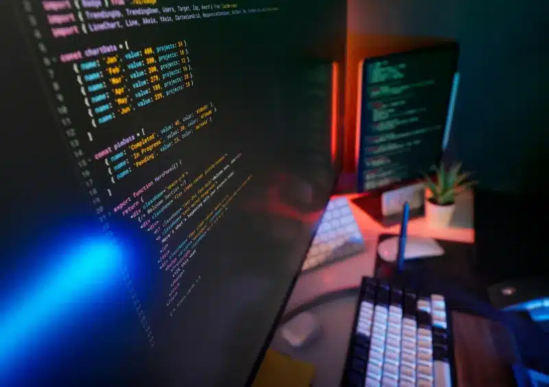 tela de computador com código de programação