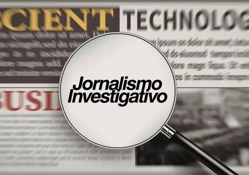 jornal com lupa escrito no meio dela jornalismo investigativo