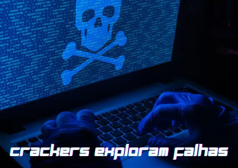 tela de computador com caveira azul representando a pirataria