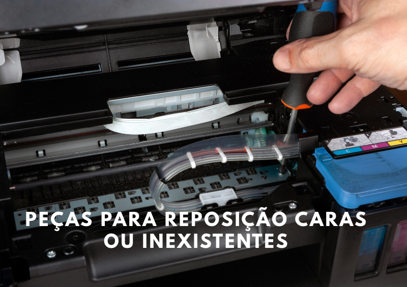 homem com chave mexendo em uma impressora aberta